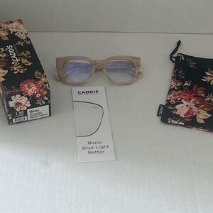 +1.50 Blue Light Coating Miklos Caddis Reading Glasses in Case - NEW.